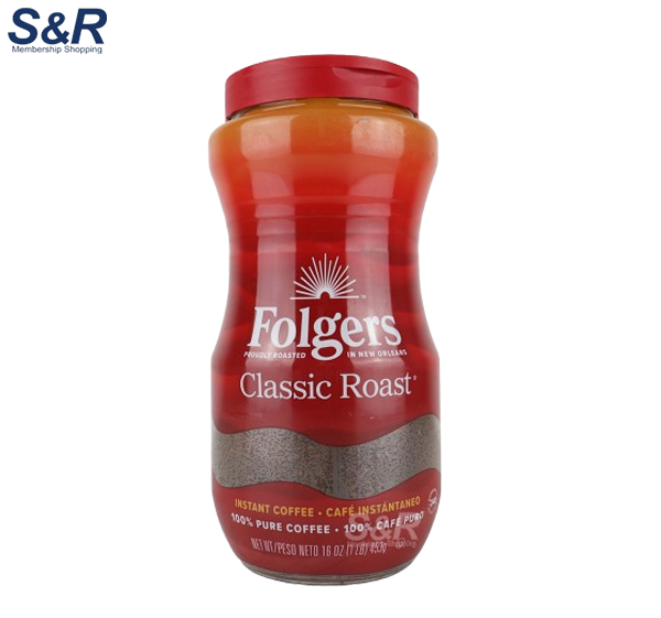 Folgers Classic Roast Instant Coffee Crystals 453g