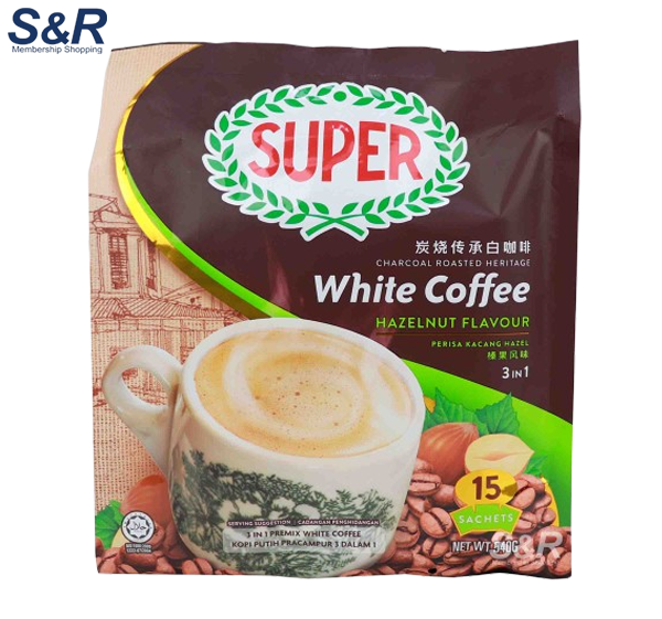 Super 3-in-1 Charcoal Roasted Heritage White Coffee Hazelnut Flavor 15 sachets