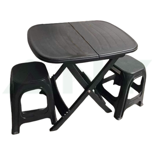 Black Big Folding Table Set